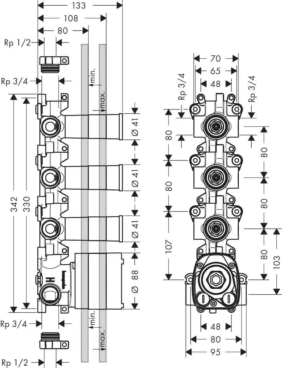 Thermostatmodul Unterputz Axor Starck Grundset