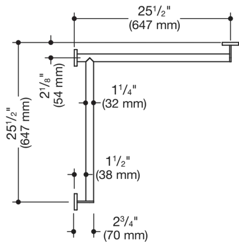 Dusch-, WannenhandlaufEdelstahl, PVD, waagerechte Längen 647 mm, 70 mm tief, Stangendurchmesser 32 mm, Ausführung links, in Farbe CK (messing glänzend) Dusch-, WannenhandlaufEdelstahl, PVD, waagerechte Längen 647 mm, 70 mm tief, Stangendurchmesser 32 mm, Ausführung links, in Farbe CK (messing glänzend)