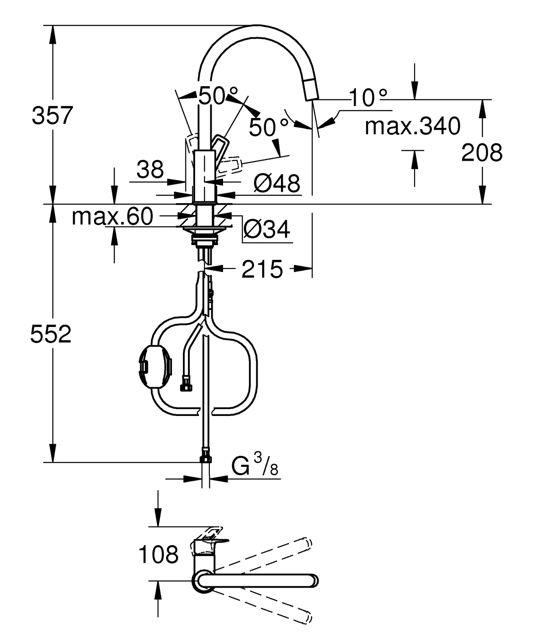 Einhand-Spültischbatterie BauLoop 30543, hoher Auslauf, ausziehbare Laminarbrause, chrom Einhand-Spültischbatterie BauLoop 30543, hoher Auslauf, ausziehbare Laminarbrause, chrom