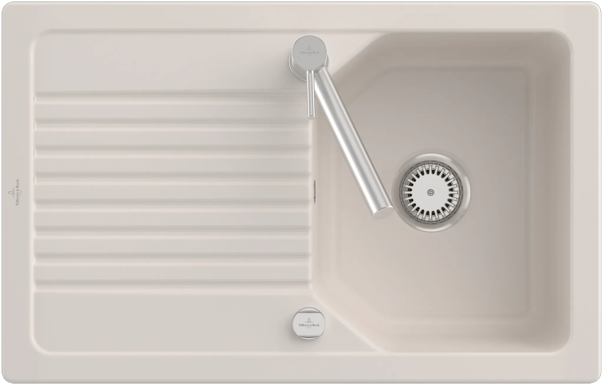 Villeroy & Boch flächenbündiges Küchenspülbecken „Linara“ 45 flat 780 × 490 × 200 mm in Ivory