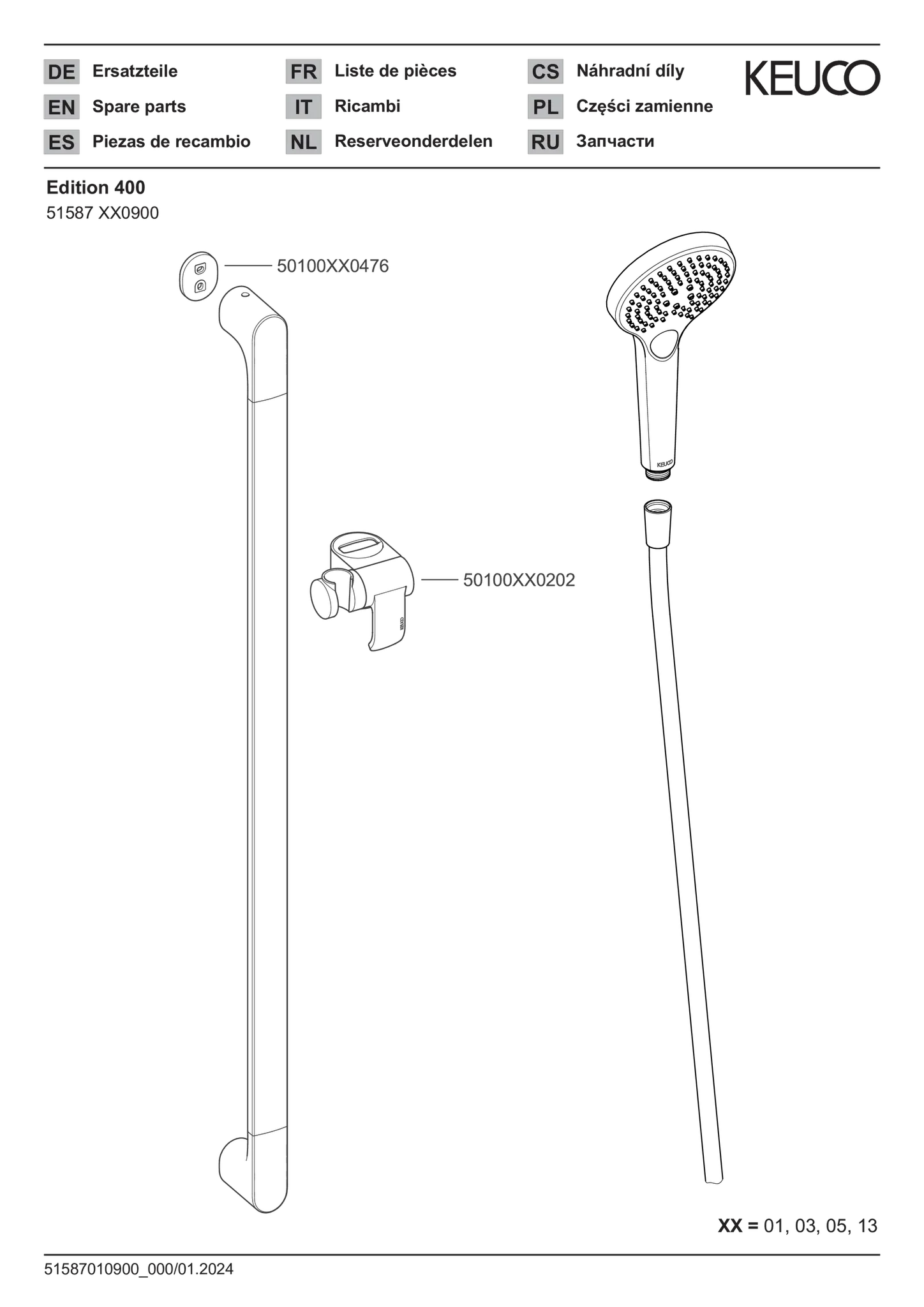 Edition 400 Brause-Set 900 mm verchromt