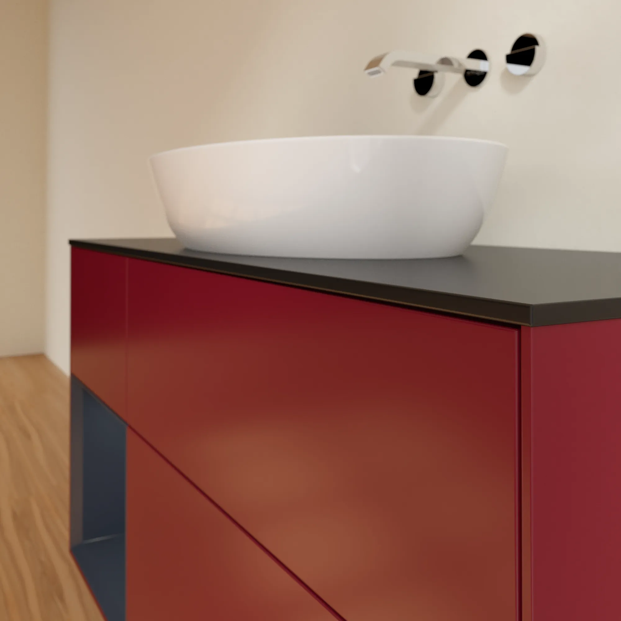 Villeroy & Boch Waschtischunterschrank „Finion“ für Schrankwaschtisch 1200 × 603 × 501 mm Peony Matt Lacquer, für Becken mittig, ohne Hahnlochbohrung Villeroy & Boch Waschtischunterschrank „Finion“ für Schrankwaschtisch 1200 × 603 × 501 mm Peony Matt Lacquer, für Becken mittig, ohne Hahnlochbohrung