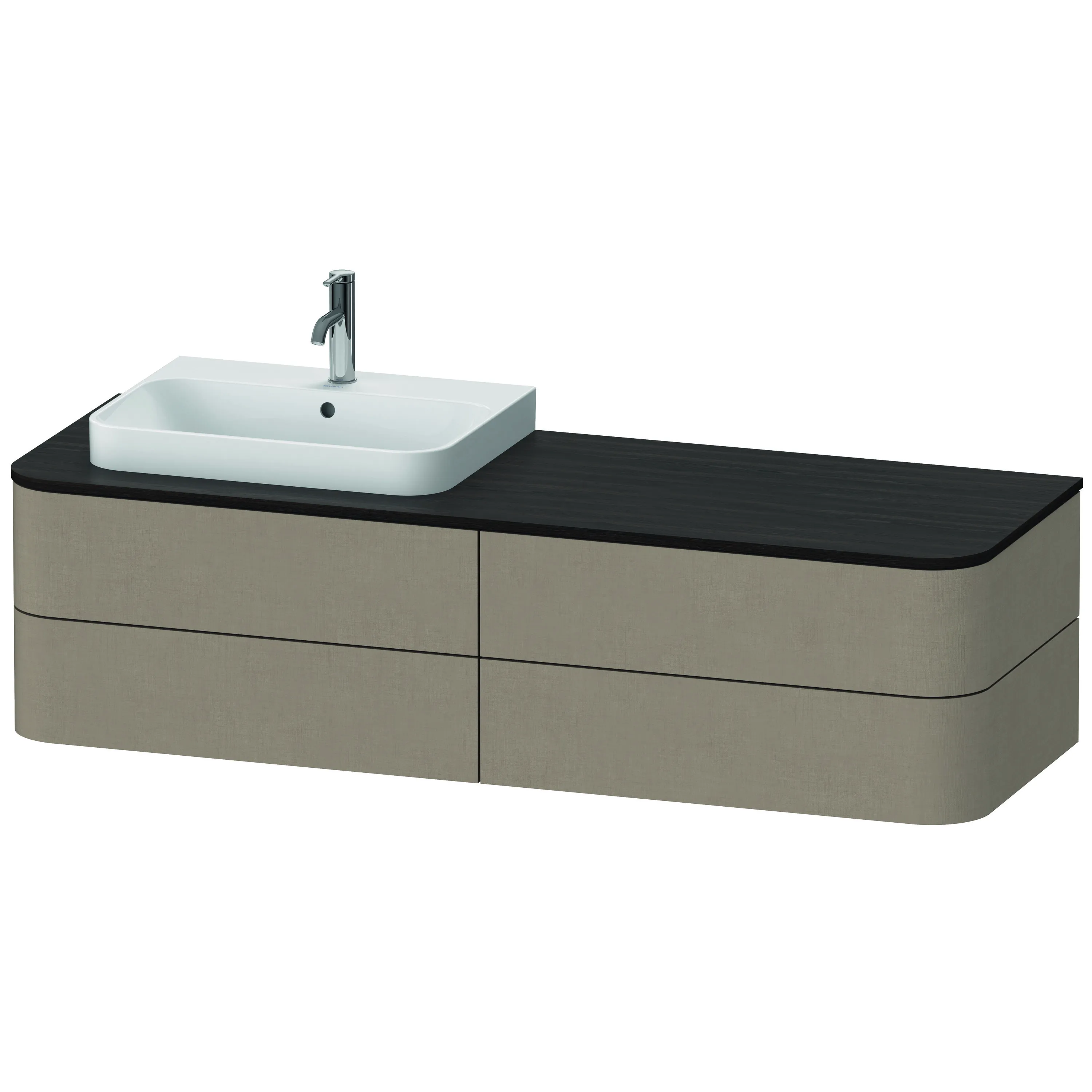 Duravit Waschtischunterschrank wandhängend „Happy D.2 Plus“ 160 × 40,8 × 55 cm Leinen, links Duravit Waschtischunterschrank wandhängend „Happy D.2 Plus“ 160 × 40,8 × 55 cm Leinen, links