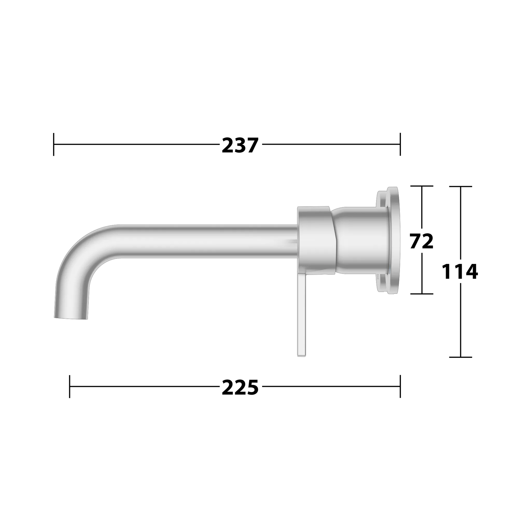 KEUCO PLAN BLUE Einhebel-Waschtischmischer Unterputz 2 Loch für Wandmontage Ausladung 225 mm Aluminium-finish