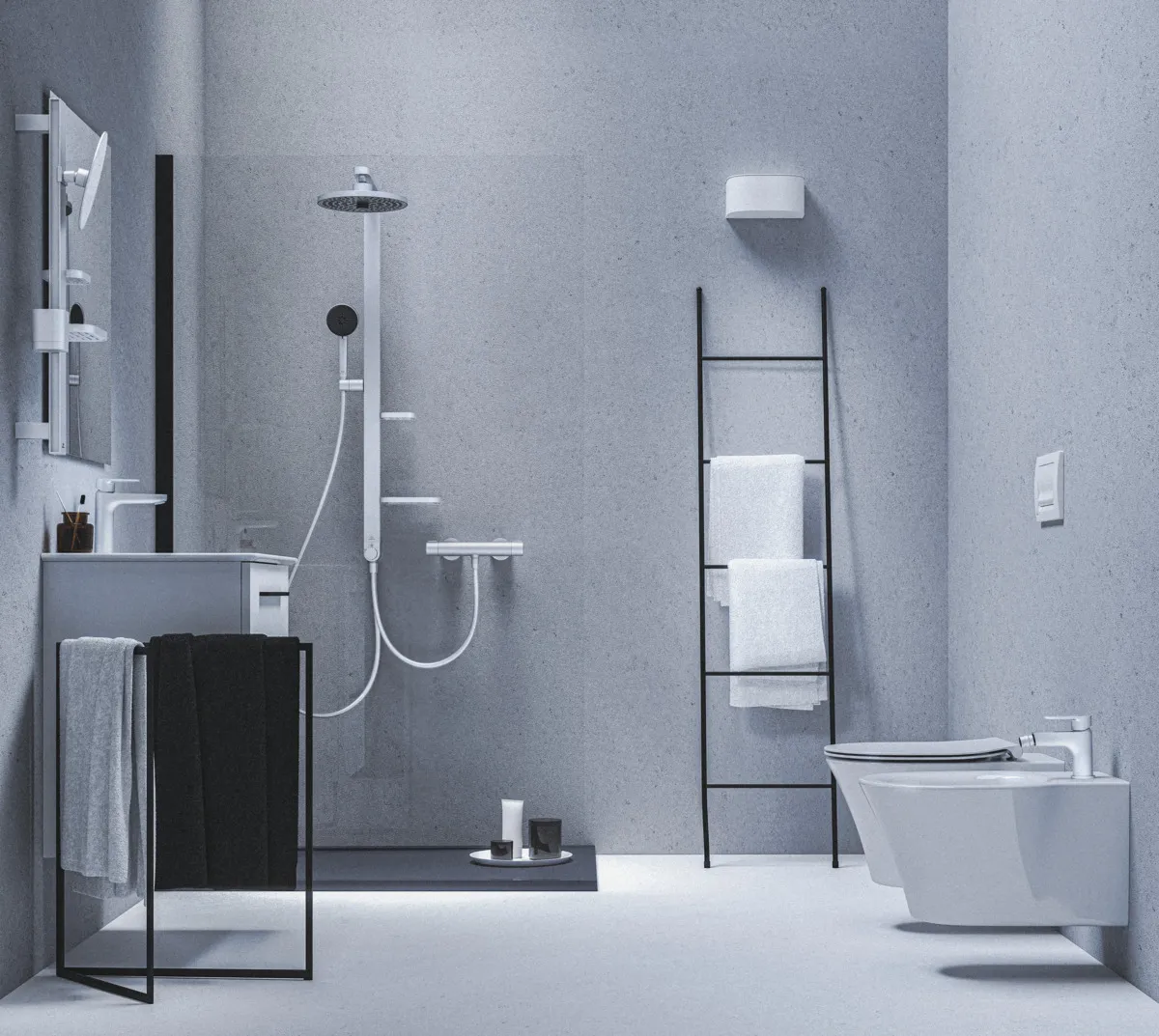 Beauty Bar Accessoires-Kombination Alu+ S700 mit Spiegel Durchmesser 200mm Rose Beauty Bar Accessoires-Kombination Alu+ S700 mit Spiegel Durchmesser 200mm Rose