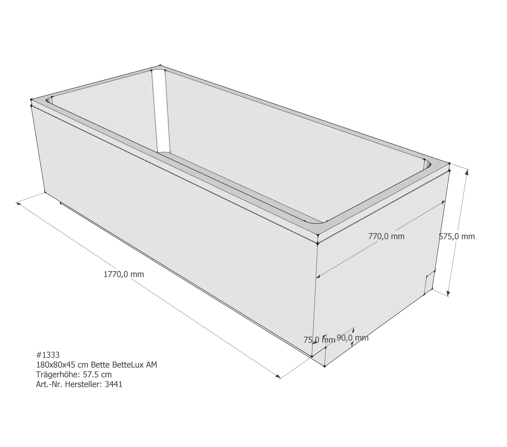 Badewannenträger für Bette Lux 180 × 80 × 45 cm Badewannenträger für Bette Lux 180 × 80 × 45 cm