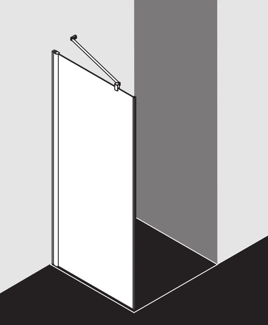 Kermi Seitenwand für Ecke „PEGA“ Glas Klar, Profile Silber Hochglanz, BV: 665 - 690 mm GAK: 650 - 675 mm WE: 675 - 700 mm H: 1850 mm