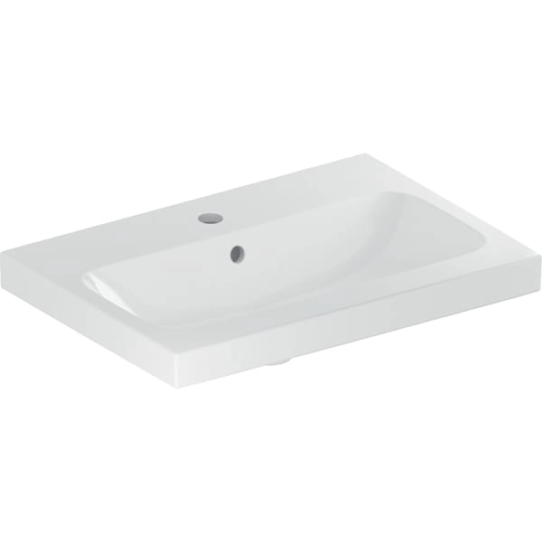 Wandwaschtisch „iCon Light“, mittig, rechteckig 60 × 42 cm Becken: mittig / Größe: 60 × 42 cm / Hahnlochposition: mittig / Oberflächenveredelung: ohne Oberflächenveredelung / Überlauf: mit Überlauf
