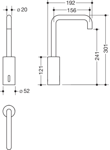 SENSORIC Waschtischarmatur elektr., verchr, Rundrohr, Batteriebetrieb