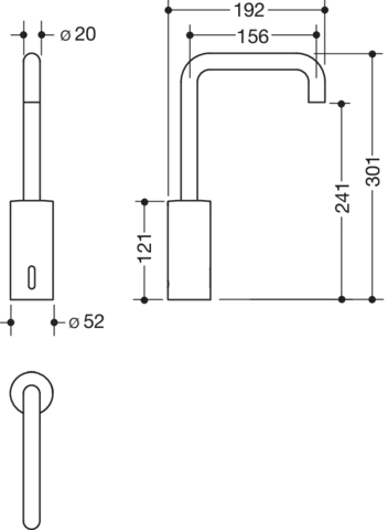SENSORIC Waschtischarmatur elektr., verchr, Rundrohr, Batteriebetrieb SENSORIC Waschtischarmatur elektr., verchr, Rundrohr, Batteriebetrieb