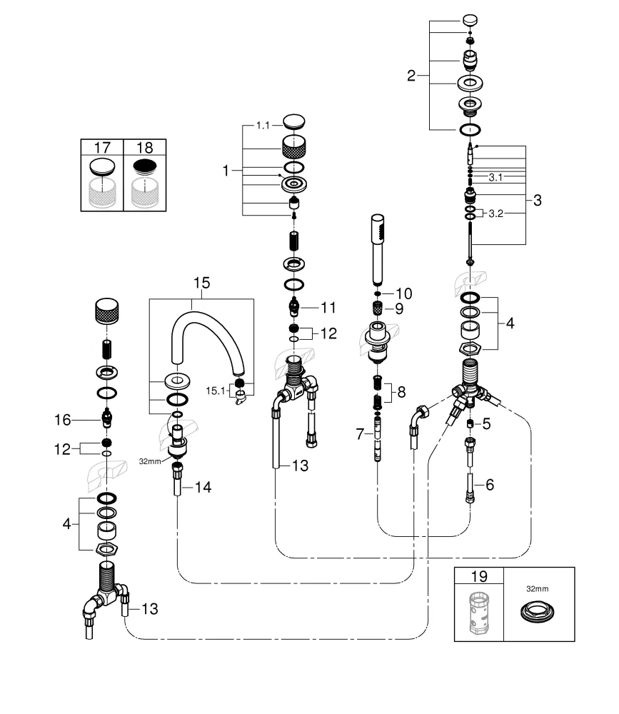 5-Loch-Wannen-Kombination Atrio Private Collection 25226, Knopfbetätigung mit Einlagen, chrom 5-Loch-Wannen-Kombination Atrio Private Collection 25226, Knopfbetätigung mit Einlagen, chrom
