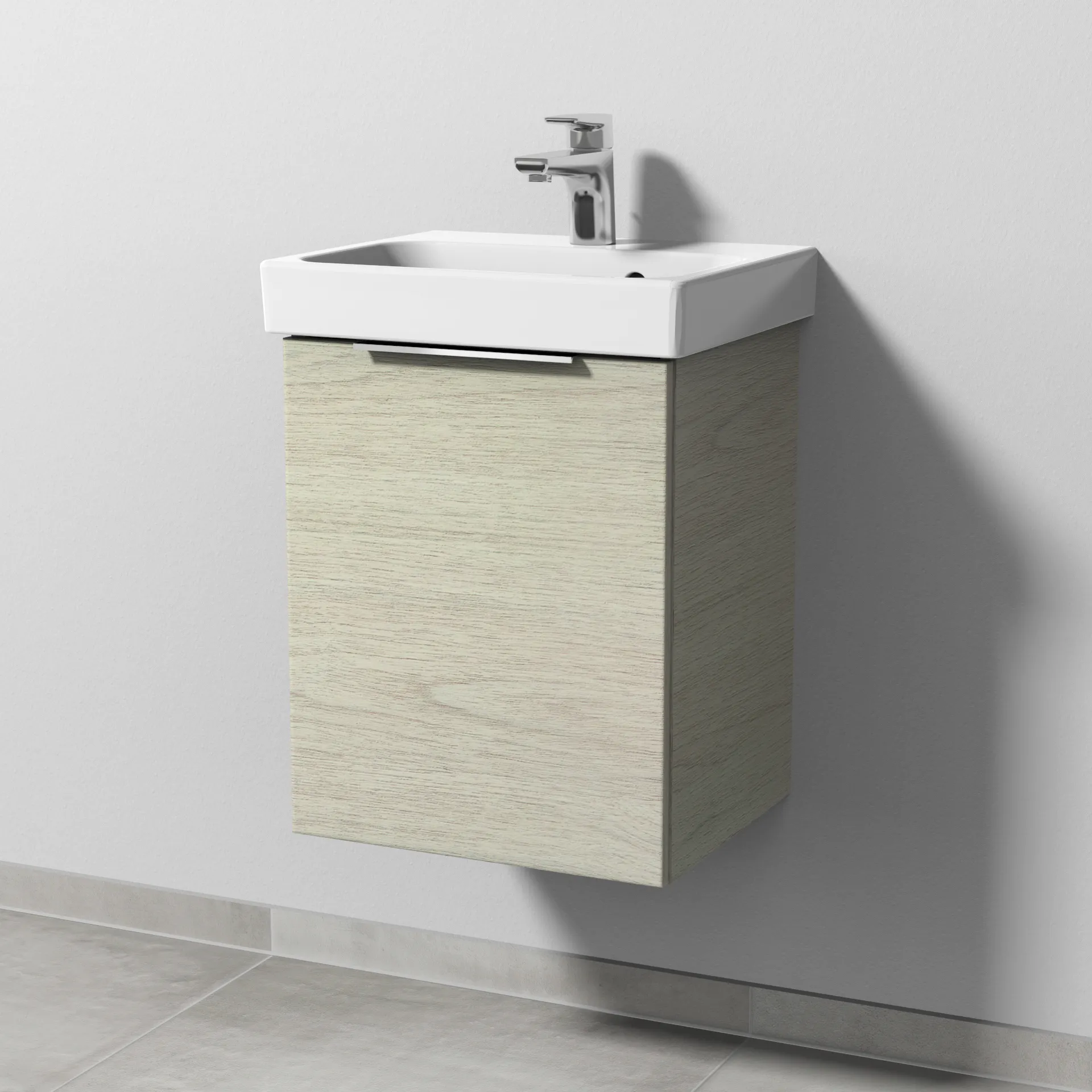 Sanipa Waschtischunterschrank „3way“ 410 × 517 × 353 mm in White Oak, Anschlag links
