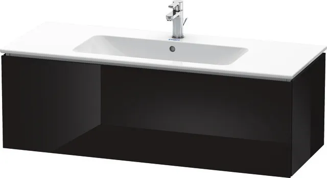 Duravit Waschtischunterschrank wandhängend „L-Cube“ 122 × 40 × 48,1 cm Schwarz Hochglanz
