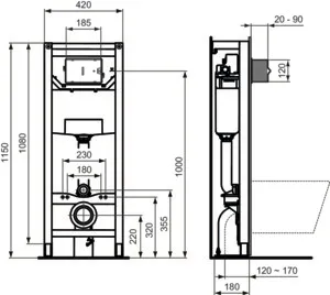 Ideal Standard Vorwand-/Einbauelement für Toilette „ProSys“ 115 × 42 × 18 cm Ideal Standard Vorwand-/Einbauelement für Toilette „ProSys“ 115 × 42 × 18 cm