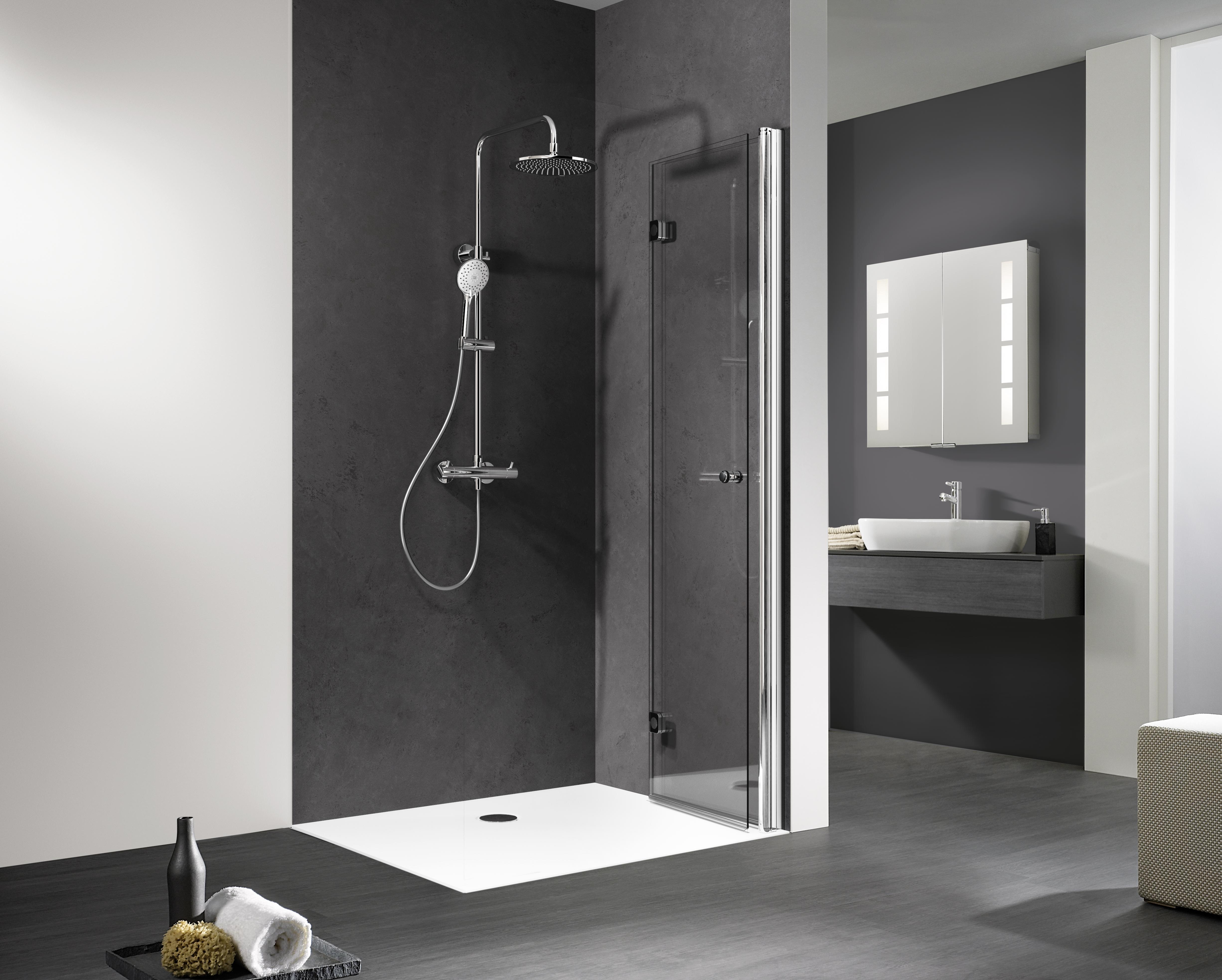 HSK teilgerahmte Walk-In-Duschkabine Drehfalttür pendelbar „Exklusiv 2.0“ Glas Mattierung mittig (65 cm), Profile Alu Silber-matt, Scharniere Premium Softcube, B: 1000 mm H: 2000 mm HSK teilgerahmte Walk-In-Duschkabine Drehfalttür pendelbar „Exklusiv 2.0“ Glas Mattierung mittig (65 cm), Profile Alu Silber-matt, Scharniere Premium Softcube, B: 1000 mm H: 2000 mm