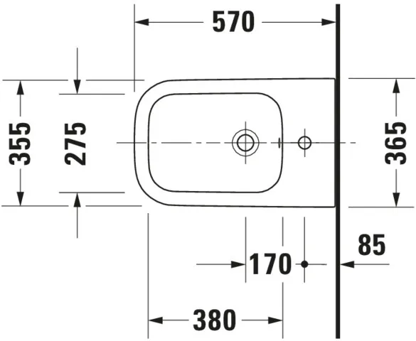 Duravit Stand-Bidet back to wall „Happy D.2“, Befestigung sichtbar 36,5 × 57 × 40 cm