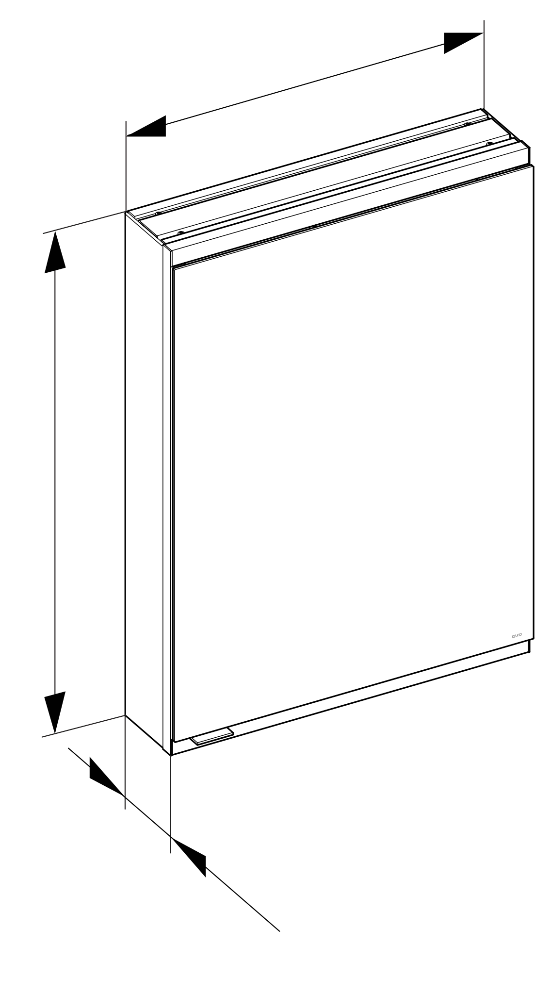 KEUCO Wandvorbau Spiegelschrank 1-türig „Royal Modular 2.0“ in Silber (eloxiert), Anschlag rechts, rechts, Aufputz, Anschlag rechts, ohne Beleuchtung 500 × 900 × 120 mm