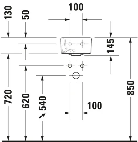 Wandwaschtisch „Vero“, mit Überlauf, Hahnlochposition mittig Wandwaschtisch „Vero“, mit Überlauf, Hahnlochposition mittig