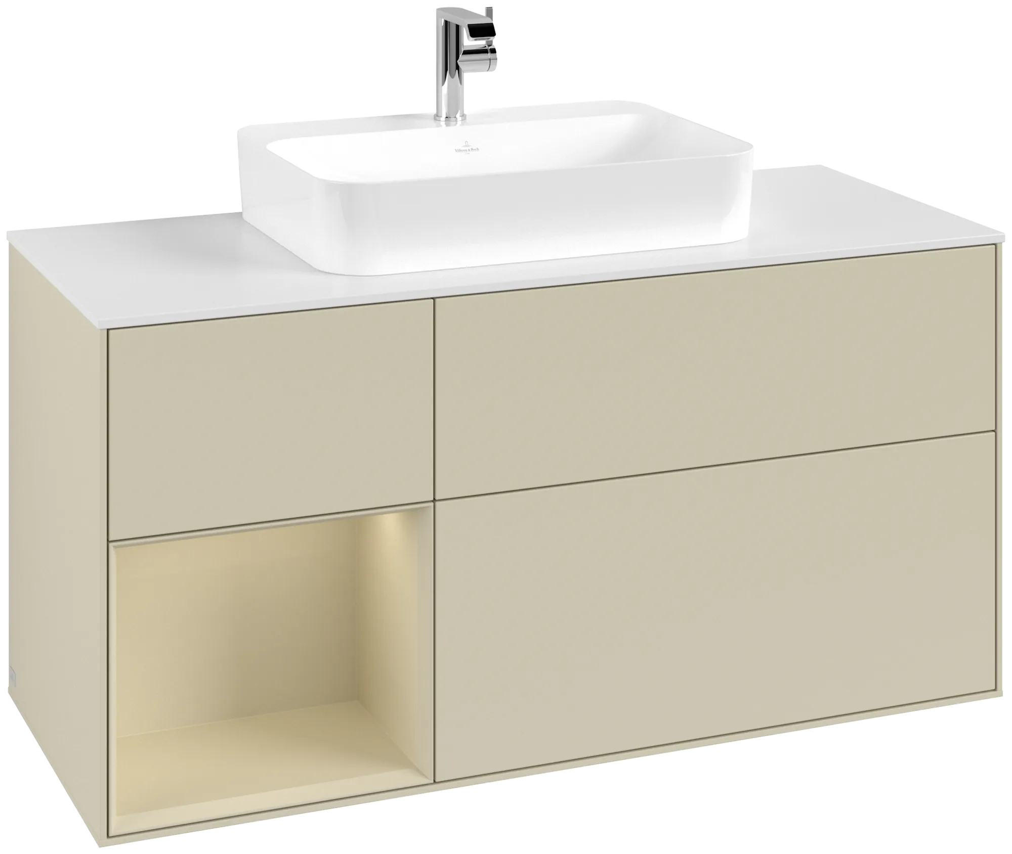 Villeroy & Boch Waschtischunterschrank „Finion“ für Schrankwaschtisch 1200 × 603 × 501 mm Silk Grey Matt Lacquer, für Becken mittig