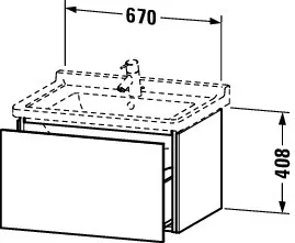 Duravit Waschtischunterschrank wandhängend „L-Cube“ 67 × 40,8 × 46,9 cm in Betongrau Matt