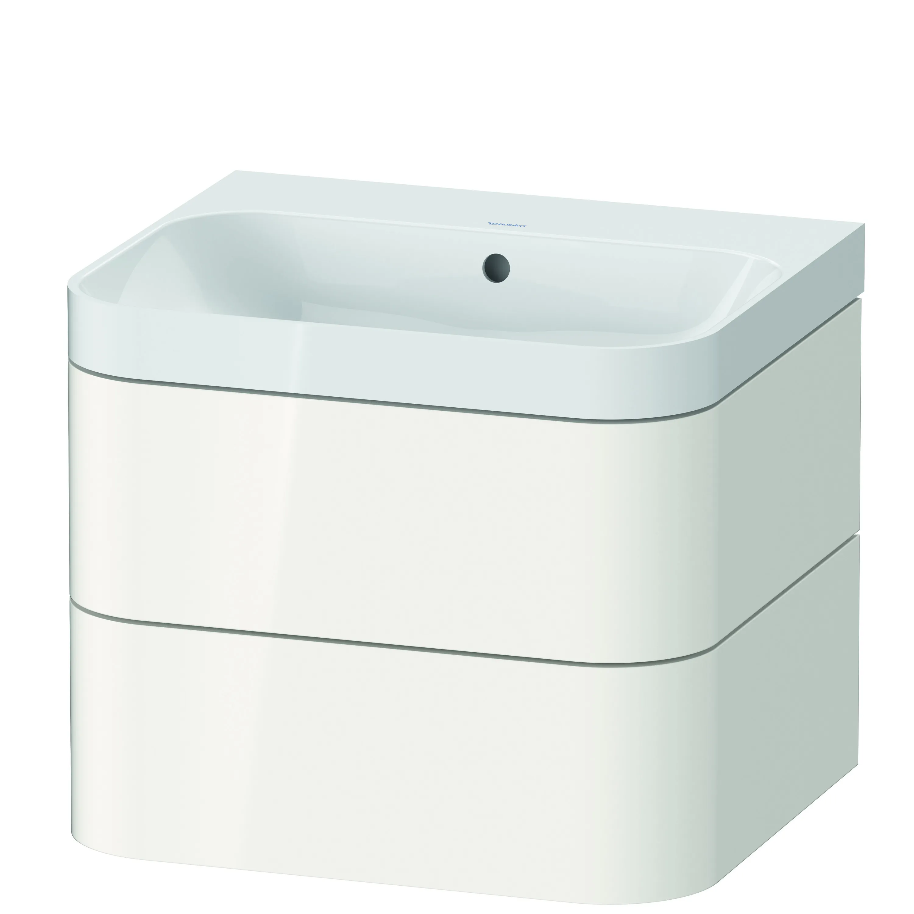 Duravit Waschtischunterschrank c-shaped Set wandhängend „Happy D.2 Plus“ 57,5 × 48 × 49 cm Weiß Hochglanz