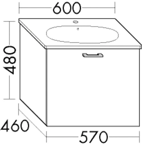 Waschtischunterschrank Sys30 von burgbad – 1 Auszug, Tiefe 460 mm, Breite 570 mm, Höhe 480 mm Waschtischunterschrank Sys30 von burgbad – 1 Auszug, Tiefe 460 mm, Breite 570 mm, Höhe 480 mm