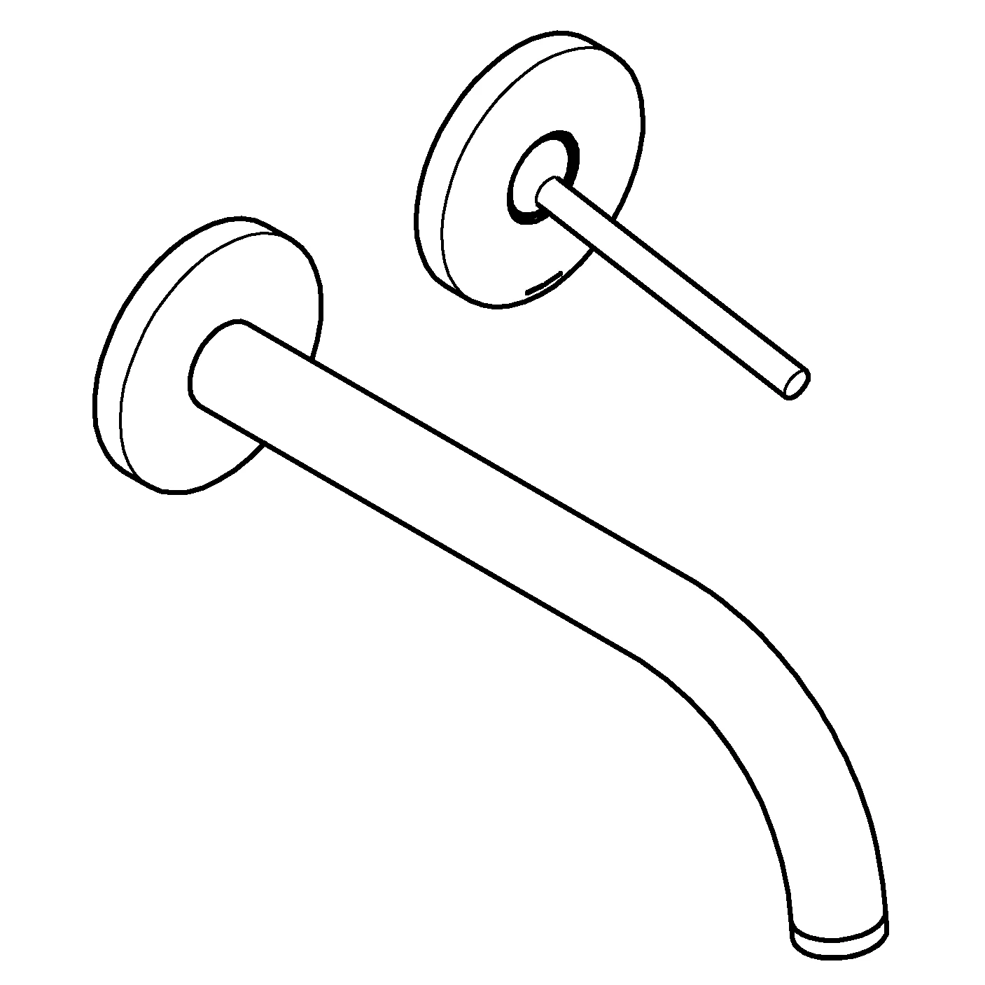 2-Loch-Waschtischbatterie Atrio 29406, Wandmontage, Fertigmontageset für 23 429, Ausladung 221 mm, chrom