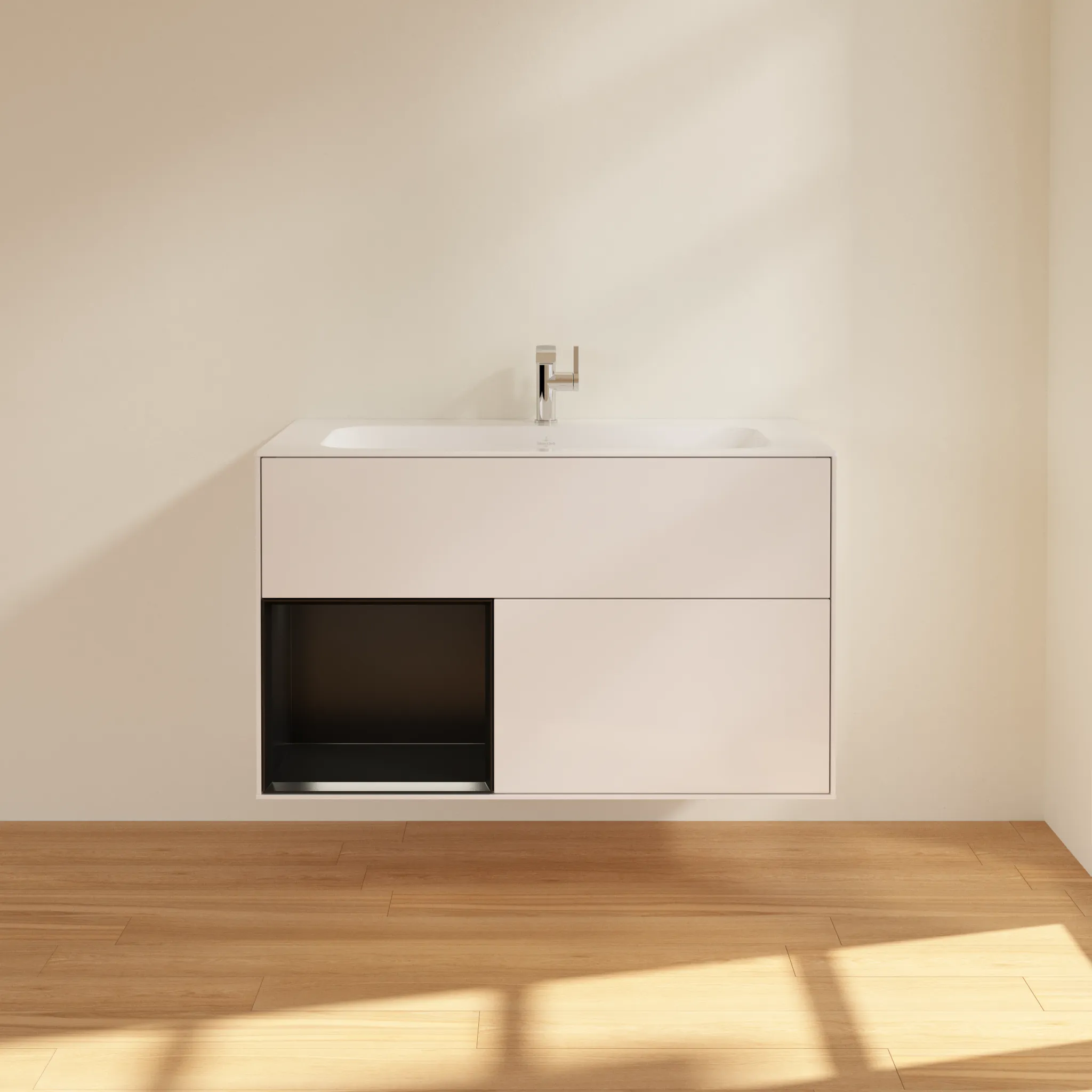 Villeroy & Boch Finion Waschbeckenunterschrank F03 996x591x498mm Glossy White Lacquer / Black Matt Lacquer Villeroy & Boch Finion Waschbeckenunterschrank F03 996x591x498mm Glossy White Lacquer / Black Matt Lacquer