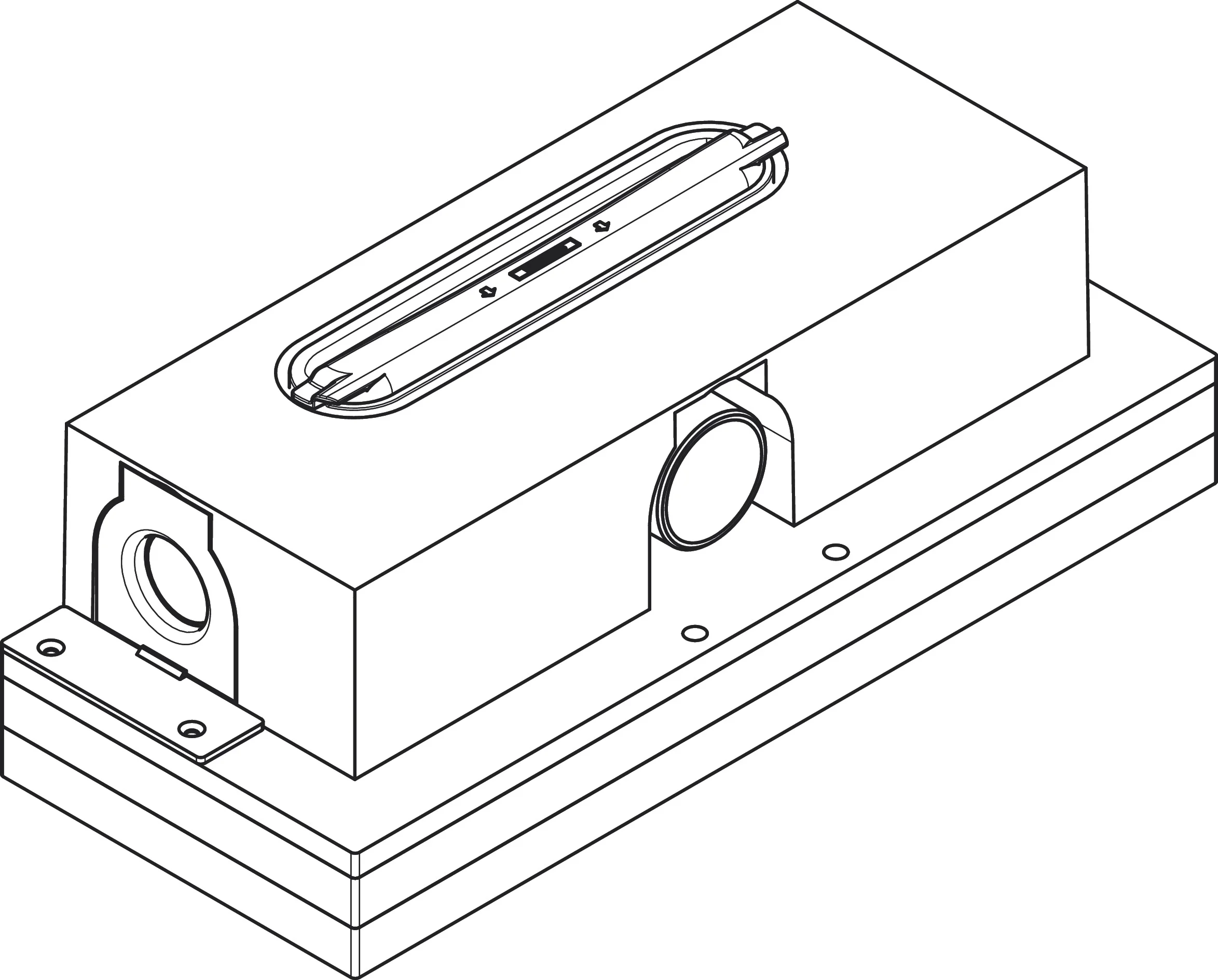 Hansgrohe uBox universal Ablaufgehäuse für Duschrinnen – 3-seitiger Anschluss DN50, waagerechter Auslass, Sperrwasserhöhe 50 mm, Mindestbauhöhe 75 mm