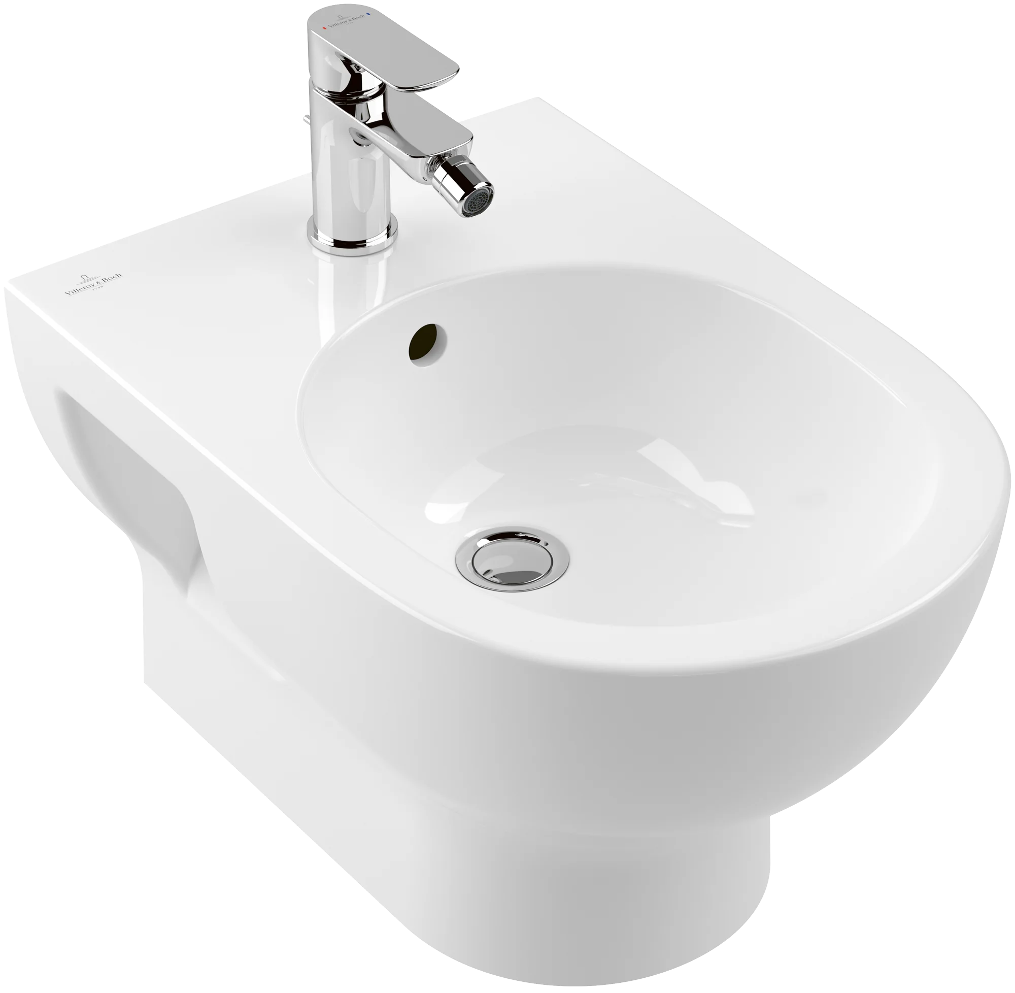 Villeroy & Boch Bidet O.novo, rund, weiß Alpin CeramicPlus, 300 x 360 x 520 mm, 1-Loch-Armatur, Wandmontage Villeroy & Boch Bidet O.novo, rund, weiß Alpin CeramicPlus, 300 x 360 x 520 mm, 1-Loch-Armatur, Wandmontage