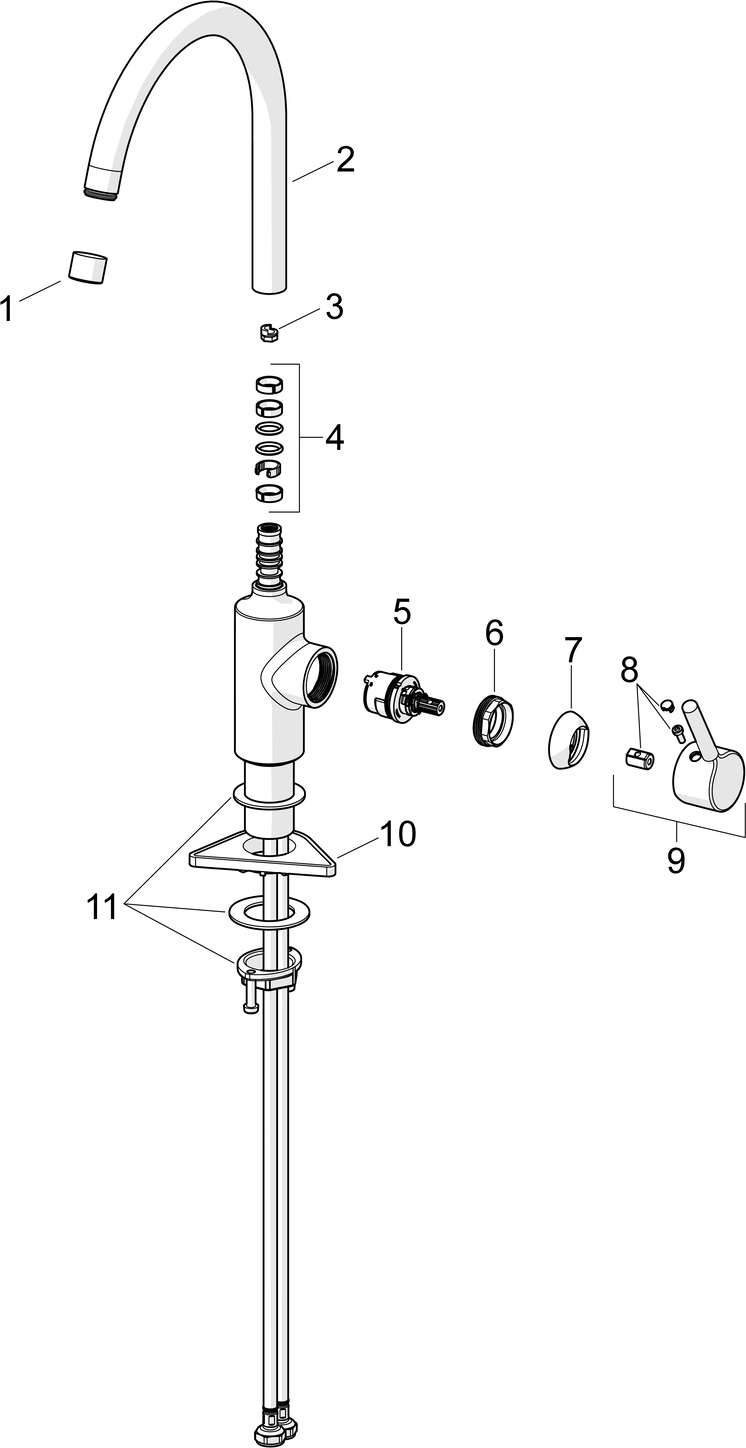 Hansa Einhand-Küchenarmatur „Vantis“ Ausladung 247 mm in chrom Hansa Einhand-Küchenarmatur „Vantis“ Ausladung 247 mm in chrom
