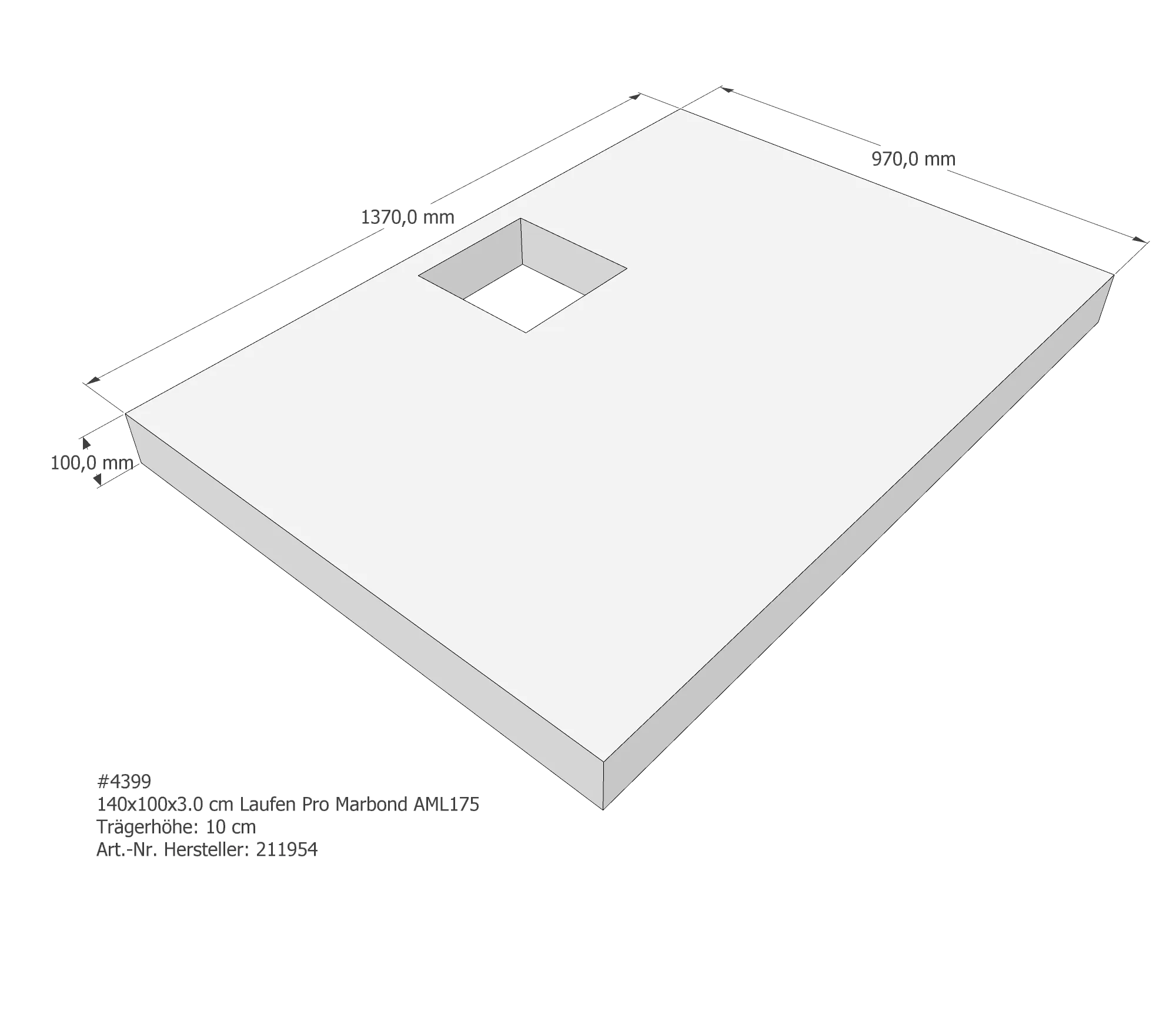 Duschwannenträger passend für Laufen Marbond_Pro 140 × 100 × 3 cm Duschwannenträger passend für Laufen Marbond_Pro 140 × 100 × 3 cm