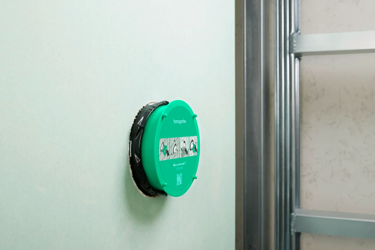 Hansgrohe iBox universal 2 Grundkörper - wärme- und schallisolierend, rotationssymmetrische Montage, einstellbarer Montagering in 5 mm Schritten, für alle neuen Brausen-, Wannen- und Thermostat-Fertigsets Unterputz (ShowerSelect Comfort, DuoTurn)