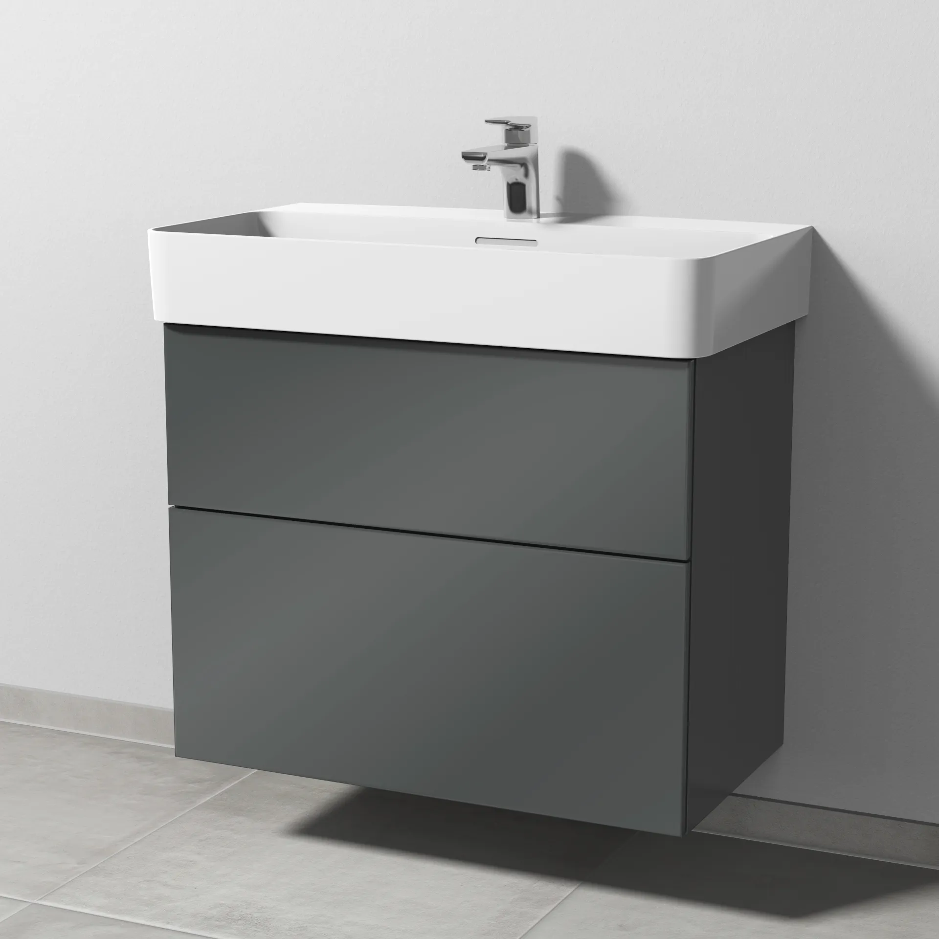 Sanipa Waschtischunterschrank „3way“ passend zu Keramik-Waschtische VAL von Laufen 710 × 588 × 397 mm in Anthrazit (glanz)