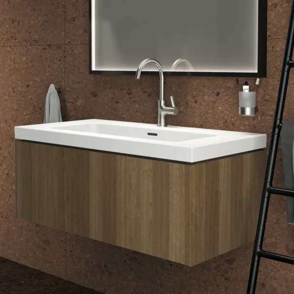 Ideal Standard Waschtischunterschrank „Conca“ 100 × 37 × 50,5 cm Walnuss dunkel Furnier