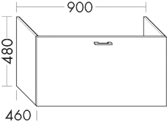 Waschtischunterschrank Sys30 von burgbad - 1 Auszug, 900 mm breit, 480 mm hoch, 460 mm tief