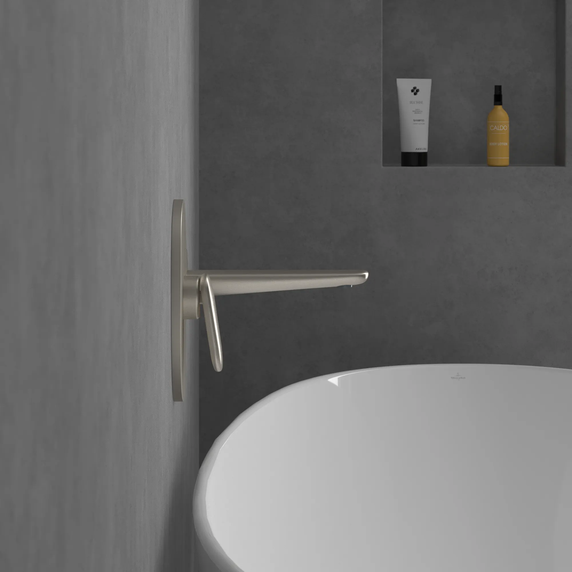 Villeroy & Boch Badewannenauslauf Antao, Brushed Nickel Matt, 84 x 85 x 223 mm, Wandmontage, SmartPressure Technologie Villeroy & Boch Badewannenauslauf Antao, Brushed Nickel Matt, 84 x 85 x 223 mm, Wandmontage, SmartPressure Technologie
