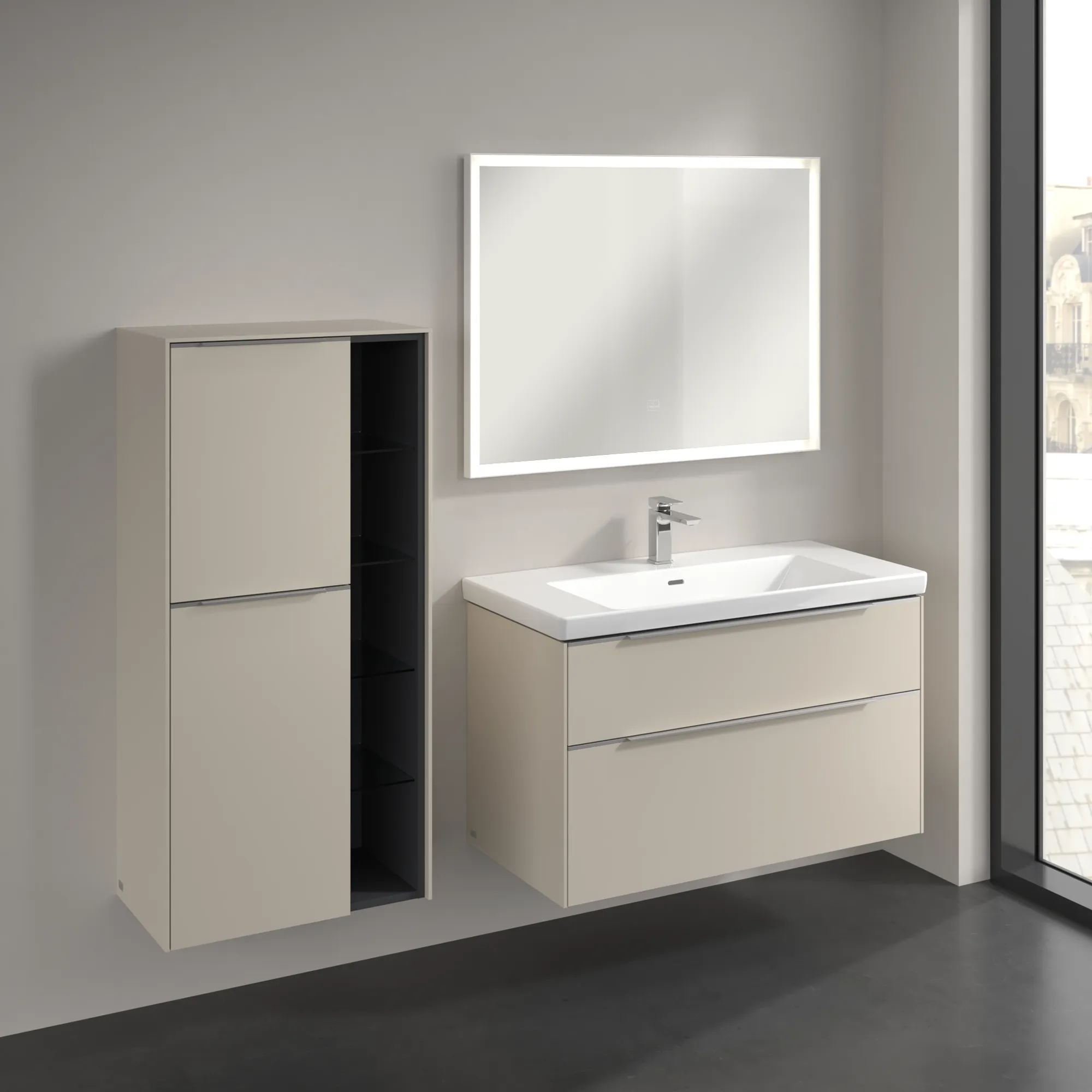 Villeroy & Boch Mittelschrank „Subway 3.0“ 57,4 × 120 × 36,2 × 36,2 cm 2 Türen, Anschlag (Scharnier) links, 2 Türen, Anschlag links