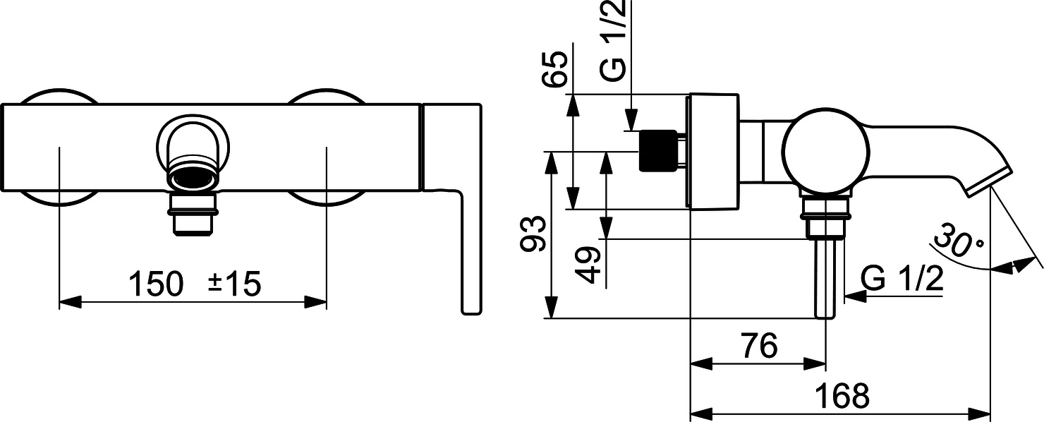 Einhand-Wannenarmatur „Vantis Style“ Ausladung 168 mm in Stahl gebürstet Einhand-Wannenarmatur „Vantis Style“ Ausladung 168 mm in Stahl gebürstet