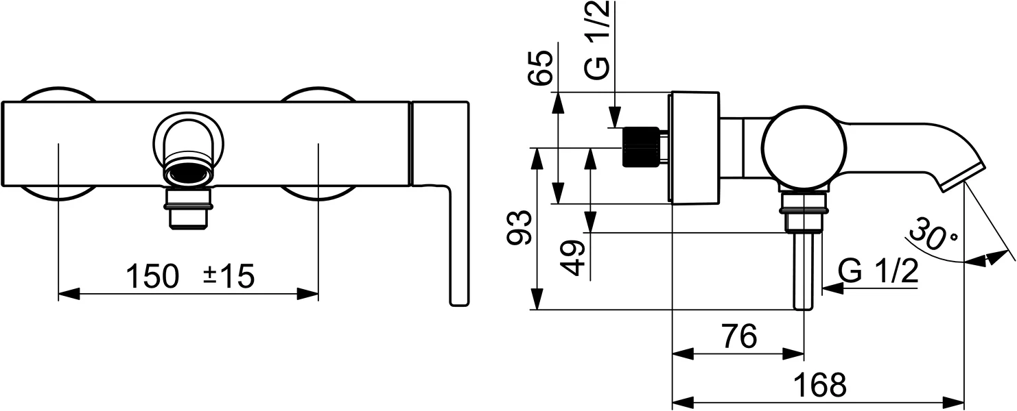 HansaVANTIS Style EHM Wannenfüll- und Brausebatterie, Ausladung 168 mm, Stahl gebürstet HansaVANTIS Style EHM Wannenfüll- und Brausebatterie, Ausladung 168 mm, Stahl gebürstet