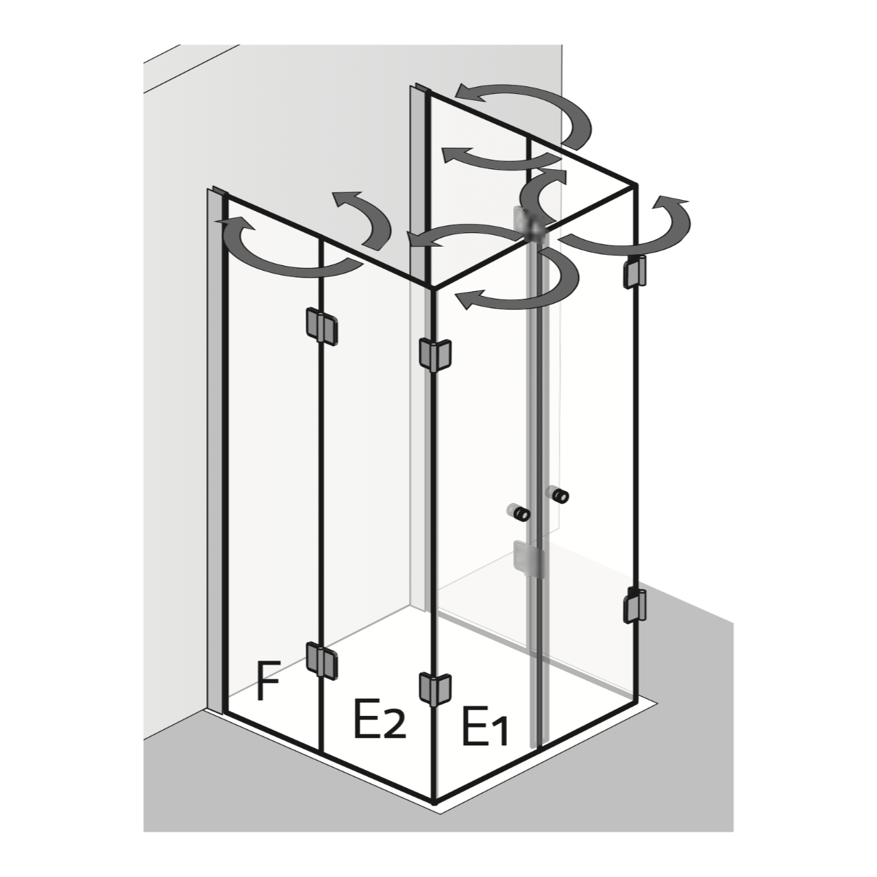 HSK teilgerahmt U-Kabine pendelbar „Aperto“ U-Kabine Glas Klar hell, Profile Chromoptik (Alu Hochglanz poliert), L: 800 mm B: 800 mm H: 2000 mm HSK teilgerahmt U-Kabine pendelbar „Aperto“ U-Kabine Glas Klar hell, Profile Chromoptik (Alu Hochglanz poliert), L: 800 mm B: 800 mm H: 2000 mm
