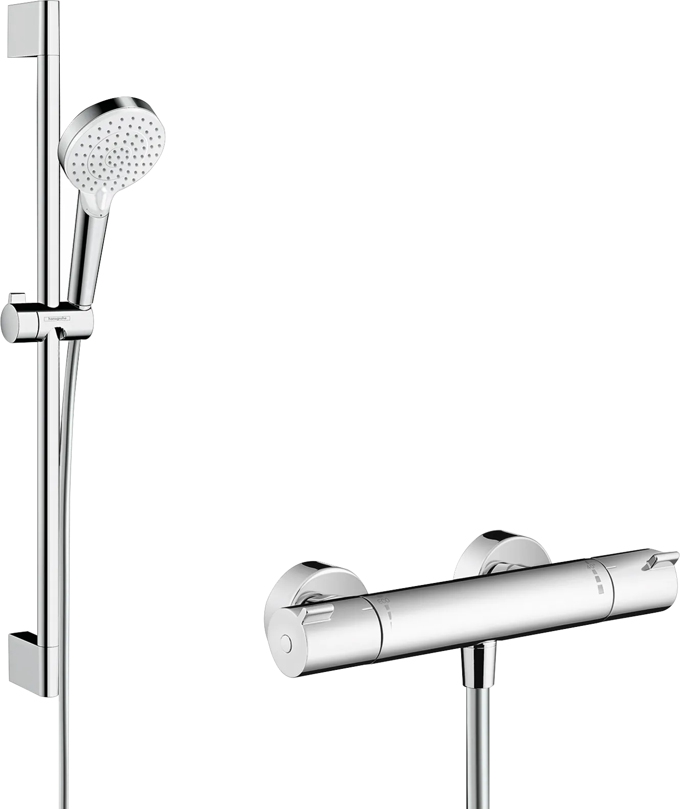 Brausenkombi Crometta Vario/ Ecostat 1001 CL/Unica 650mm weiss/chrom Brausenkombi Crometta Vario/ Ecostat 1001 CL/Unica 650mm weiss/chrom