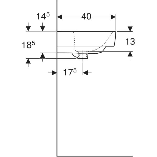 Wandwaschtisch „Renova Compact“, rechteckig, mit Überlauf 65 × 40 cm in weiß alpin Wandwaschtisch „Renova Compact“, rechteckig, mit Überlauf 65 × 40 cm in weiß alpin
