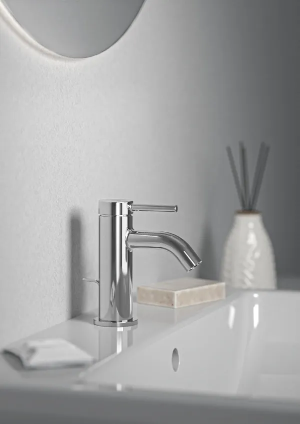 Waschtischarmatur Ceraline Nuovo H65 Ausladung 90mm mit Ablaufgarnitur BlueStart Chrom Waschtischarmatur Ceraline Nuovo H65 Ausladung 90mm mit Ablaufgarnitur BlueStart Chrom