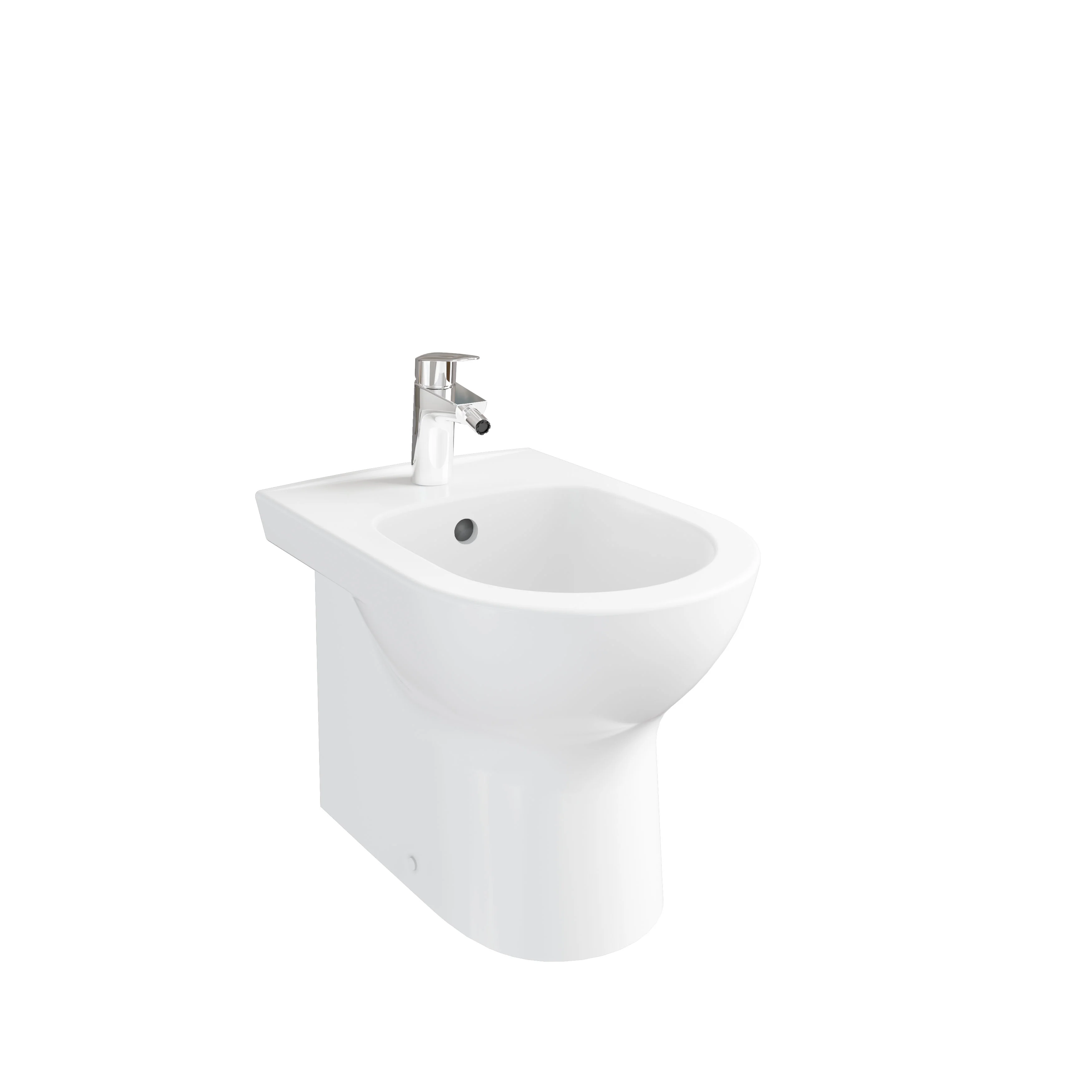 New S20 Round Stand-Bidet 36 x 52 cm (BxT) back to wall Weiß Hochglanz