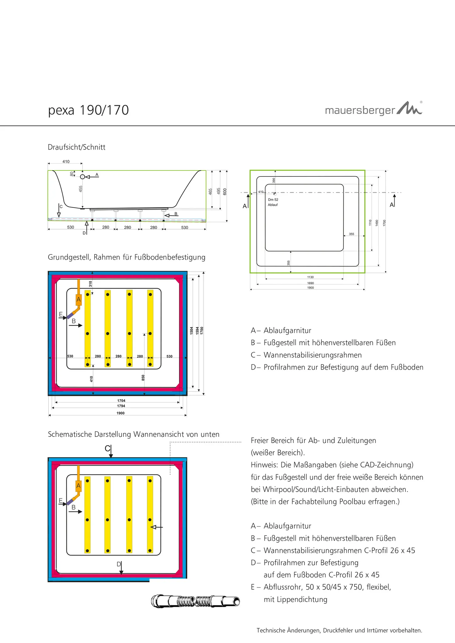 Mauersberger Mineral-Badewanne pexa 190⁄170, 1900x1700x600, Freistehend Mauersberger Mineral-Badewanne pexa 190⁄170, 1900x1700x600, Freistehend