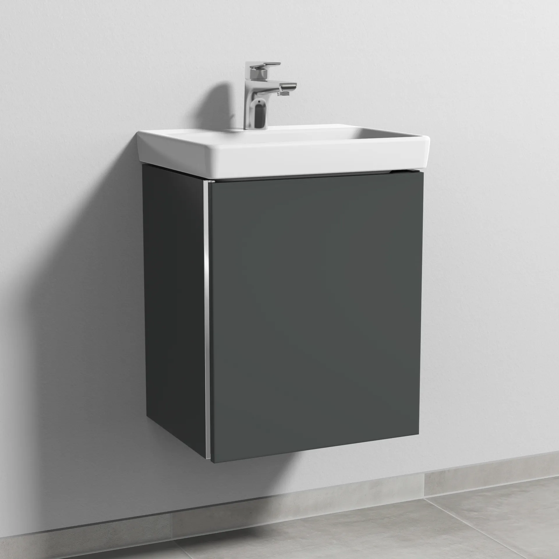 Sanipa Waschtischunterschrank „3way“ passend zu Keramik-Waschtische Avento von Villeroy & Boch 430 × 510 × 352 mm in Anthrazit (matt), Anschlag rechts