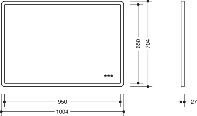 LED Lichtspiegel, Floatglas, Rahmen Aluminium pulverbeschichtet, rechteckig, Breite 1004 mm, Höhe 704 mm, umlaufend mit LED-Hinterleuchtung, in Farbe DC (Schwarz tiefmatt) LED Lichtspiegel, Floatglas, Rahmen Aluminium pulverbeschichtet, rechteckig, Breite 1004 mm, Höhe 704 mm, umlaufend mit LED-Hinterleuchtung, in Farbe DC (Schwarz tiefmatt)