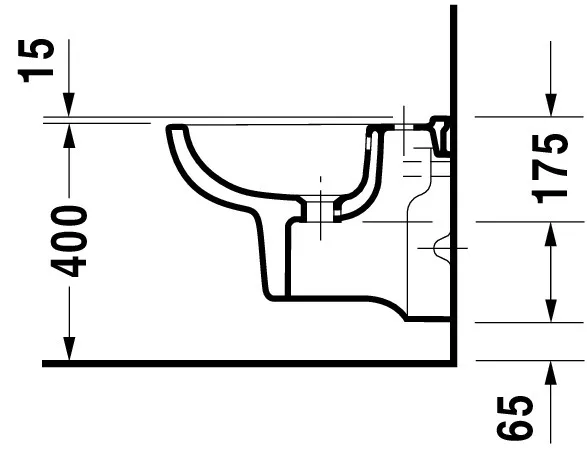 Duravit Wand-Bidet Compact „D-Code“, Befestigung sichtbar, mit Hahnlochbank 48 × 35 × 48 × 35 cm