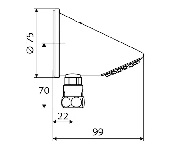 Aufputz-Duschkopf COMFORT, Duschkopf, Ø 15 (DN 15 G 1/2 AG), Neigungswinkel: 23 °, chrom